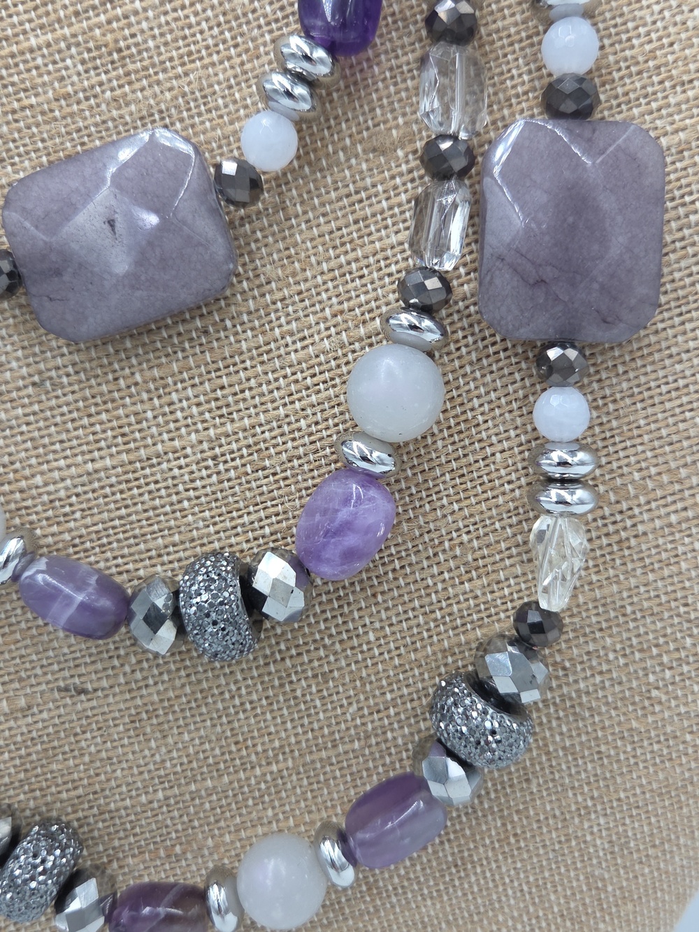 Chico's Multi-Strand Purple Gemstone and Crystal Necklace - Picture 2 of 5